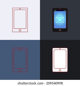 Vector of smart phone illustrated in lines, round corner and color