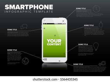 Vector smart phone infographic template with place for your content - dark version
