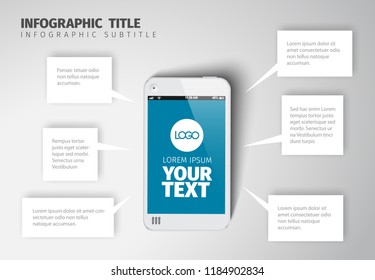Vector smart phone infographic template with speech content bubbles
