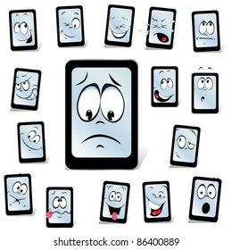 vector smart phone with many expressions