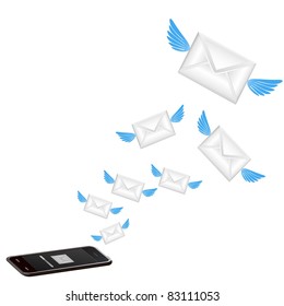 vector smart phone sending email