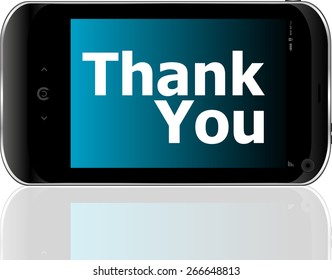 vector smart phone with thank you word