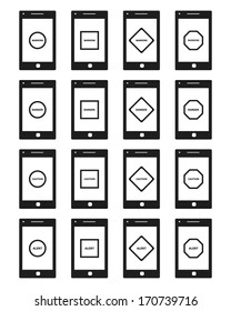 vector of smart phone with warning word sign on screen