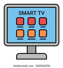 Vector Smart Tv Filled Outline Icon Design
