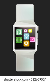 Vector - Smart watch concept with simple user interface made in flat color design