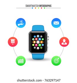 Vector smart watch infographic. Can be used for workflow layout, diagram, number, step up options, web design, presentation.