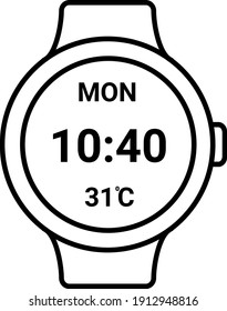 Vector Smart Watch Outline Icon Design
