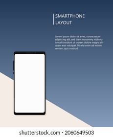 Vector smartphone blank screen mock up on modern gradient two tone white-blue color background. Use for digital banner, ux ui template, infographic, presentation, social media ads.