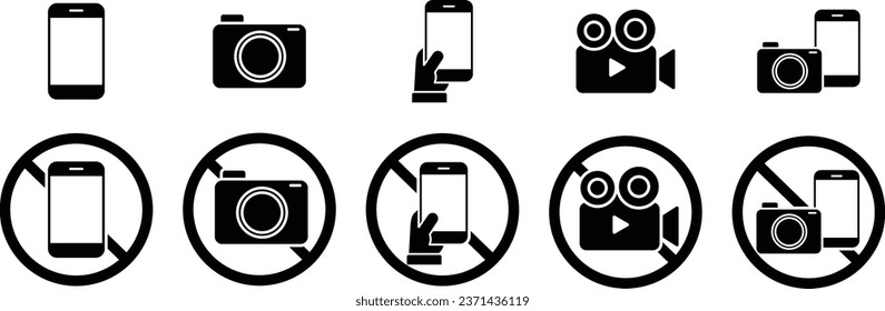 Vector Smartphone and Camera Warning Pictograms