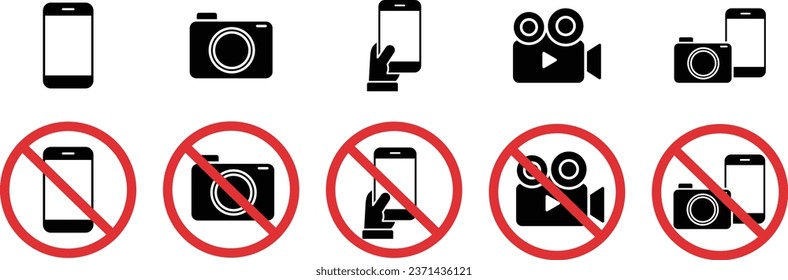 Vector Smartphone and Camera Warning Pictograms