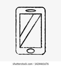 Vector smartphone and cellphone concept doodle line style vector icon