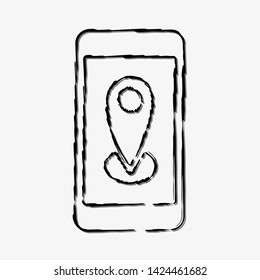 Vector smartphone and cellphone concept doodle line style vector icon