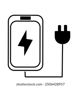 Vector de la batería de carga del smartphone en el fondo blanco y negro, EPS 10.