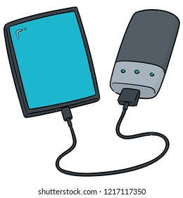 vector of smartphone charging via power bank