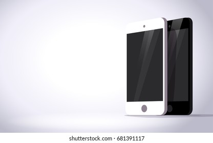 Vector smartphone collection isolated on white background. Gadget portable advertisement flat illustration. Good for web banner, poster, teaser design. Text space.