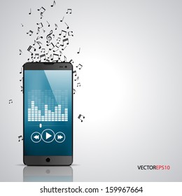 Vector Of Smartphone Concept With Music Player App.