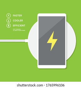 vector smartphone design wireless charger. modern smartphone charging