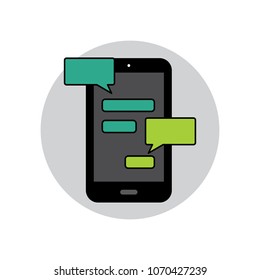 vector smartphone device concept with applications (app) icons in flat design
