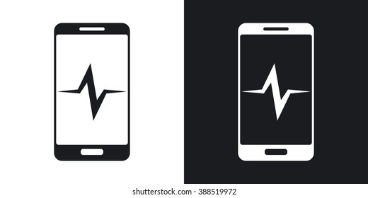 Vector smartphone diagnostics icon. Two-tone version on black and white background