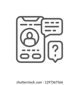 Vector smartphone display with messages line icon. Symbol and sign illustration design. Isolated on white background
