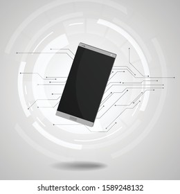 Vector : Smartphone with electronic circuit on gray background