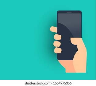 a vector of smartphone and a hand of a human