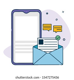 Vector smartphone icon with chat icon