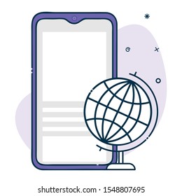 vector smartphone icon with globe icon