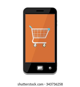 A vector smartphone icon illustration with a shopping basket.
Mobile Phone Shopping concept icon illustration.
A wifi wireless device connected to the Internet and buying online.