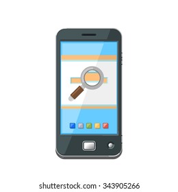 A vector smartphone icon illustration that is connected to the web.
Mobile Phone web searching concept icon illustration.
A wifi wireless device connected to the Internet with a magnifying glass.