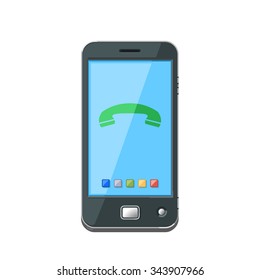 A vector smartphone icon illustration that is with telephone icon.
Mobile Phone call concept icon illustration.
A wifi wireless device connected to the Internet while making a call.
