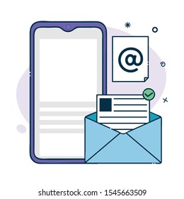 Vector smartphone icon with mail icon