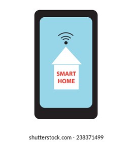 Vector smartphone with icon smart home