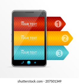 Vector smartphone with infographic option banner concept