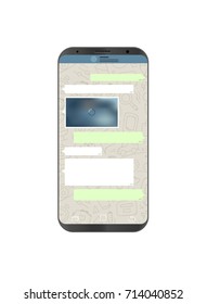 Vektor Smartphone mit Messaging-Anwendung auf dem Bildschirm. Konzept des sozialen Netzwerks
