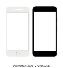 Vector Smartphone Mockup Set - Plantillas de teléfono móvil blanco y negro con pantallas en blanco sobre fondo blanco