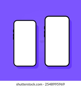 Pantalla blanca de la maqueta del smartphone del Vector. teléfono móvil simple plano con la pantalla blanca en blanco aislada. diseño moderno de la Plantilla de la pantalla. diseño simple elegante, moderno.	