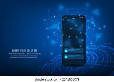 Burbuja e icono de bruja de bruja de teléfono inteligente Vector. Concepto de comunicación y medios sociales. Tecnología que conecta el fondo abstracto.