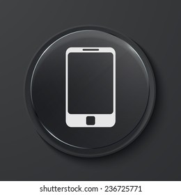 Vector smartphone modern black glass circle icon. Eps10