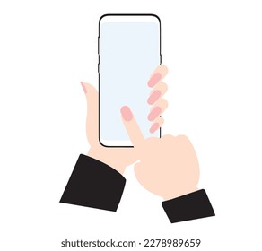 A vector of smartphone on business hand with space for text.  