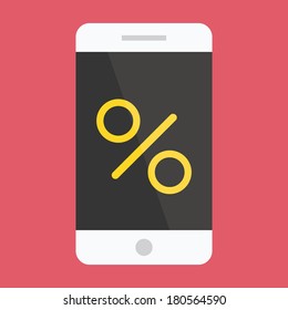 Vector Smartphone and Percent Sign Icon