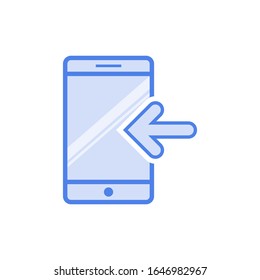 Icono de teléfono o smartphone vector con dirección de flecha e ilustración de recepción