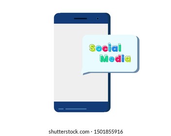 vector smartphone with social media message on white background