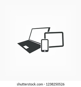 Vector smartphone, tablet and laptop icon . Vector  Eps 10 