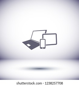 Vector smartphone, tablet and laptop icon . Vector  Eps 10 