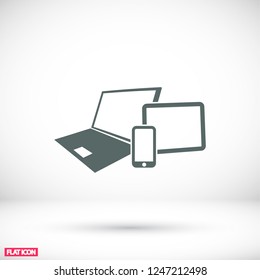 Vector smartphone, tablet and laptop icon . Vector  Eps 10 