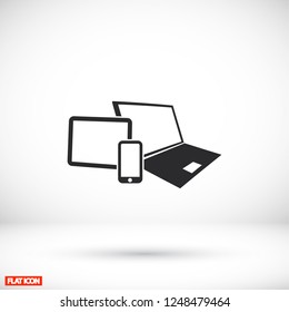 Vector smartphone, tablet and laptop icon . Vector  Eps 10 