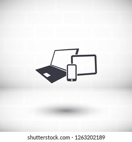 Vector smartphone, tablet and laptop icon . Vector  Eps 10 