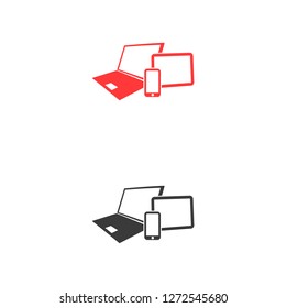 Vector smartphone, tablet and laptop icon . Vector  Eps 10 