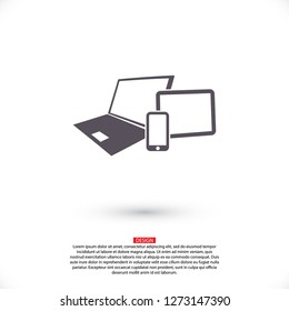 Vector smartphone, tablet and laptop icon . Vector  Eps 10 